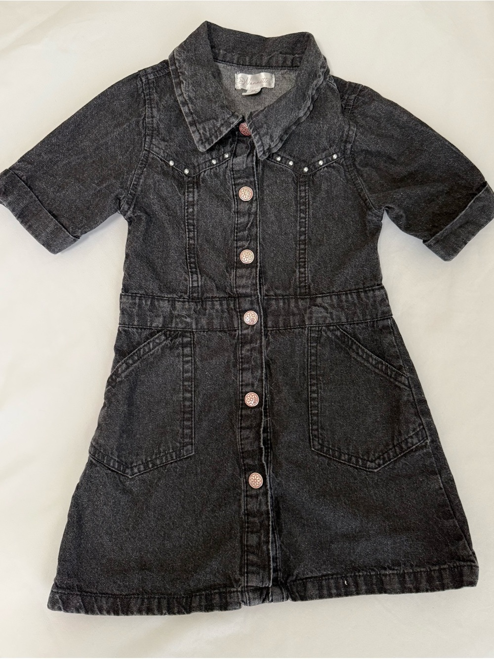 Nannette Black Denim Button-Front Jacket Dress with Stud Yoke